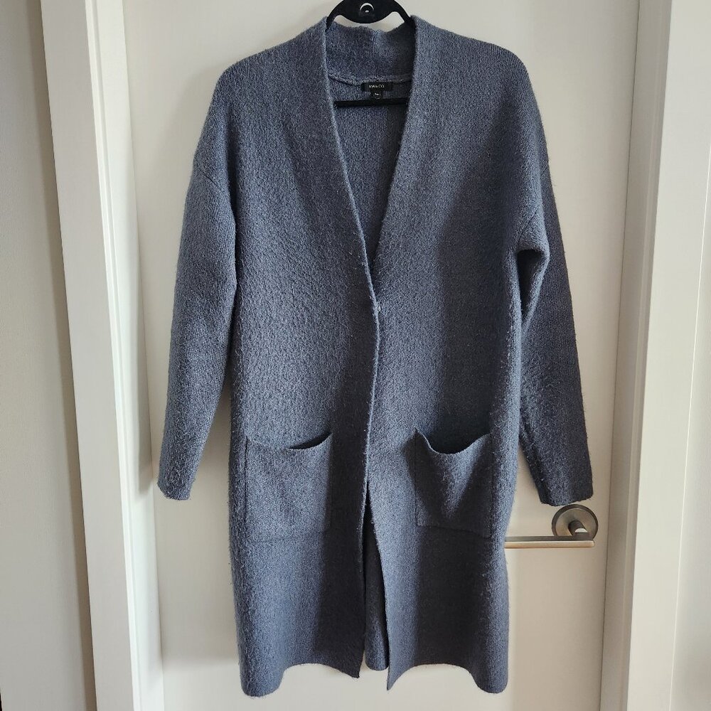 RW&Co. Blue-Grey Open-Front Cardigan with Pockets